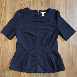 Navy Polkadot H&M Peplum Top